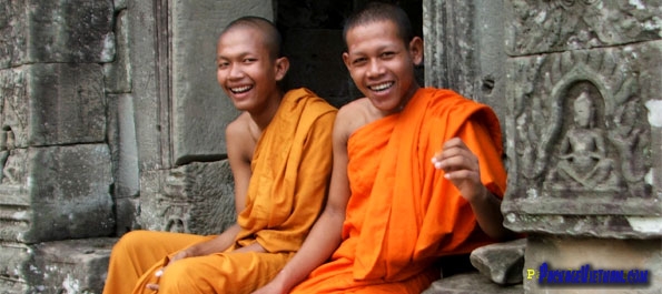 Monks at a Temple of Angkor Monks at a Temple of Angkor